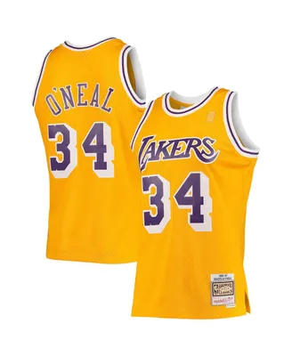 Men's Mitchell & Ness Shaquille O'Neal Gold Los Angeles Lakers Hardwood Classics 1996-97 Swingman Jersey