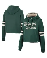 Women's Colosseum Green Michigan State Spartans Retro Cropped Pullover Hoodie