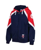 Women's Starter Navy, Red Minnesota Twins Hail Mary Full-Zip Hoodie