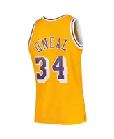 Men's Mitchell & Ness Shaquille O'Neal Gold Los Angeles Lakers Hardwood Classics 1996-97 Swingman Jersey