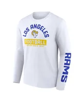 Men's Fanatics Royal, White Los Angeles Rams Long and Short Sleeve Two-Pack T-shirt