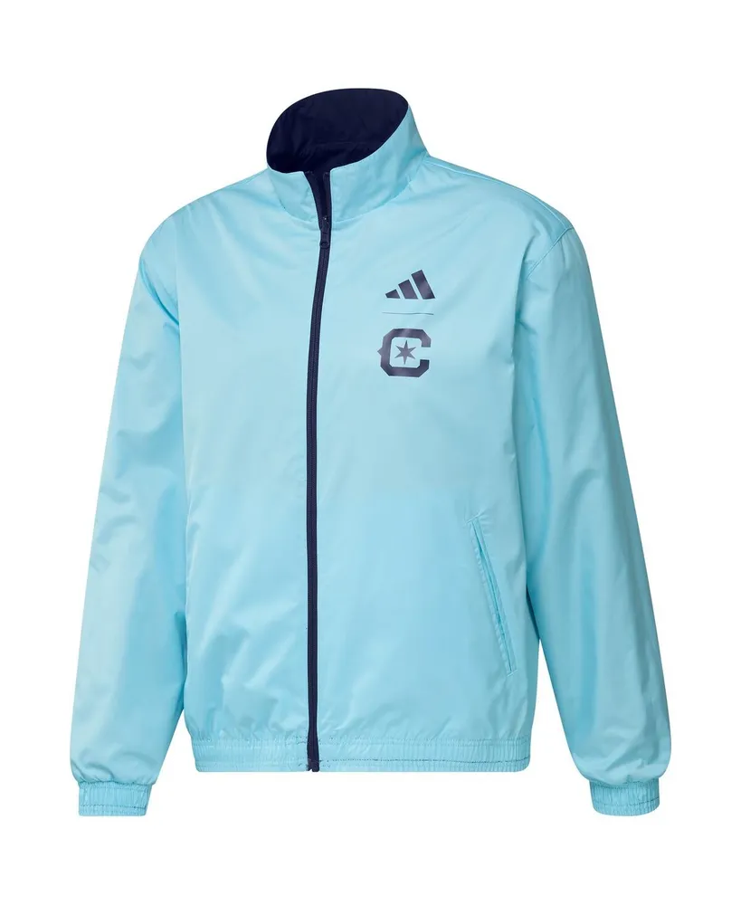 Men's adidas Navy and Light Blue Chicago Fire 2023 On-Field Anthem Full-Zip Reversible Team Jacket