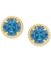 Children's Cubic Zirconia Beaded Frame Stud Earrings 14k Gold