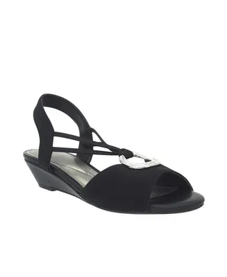 Impo Women's Raizel Memory Foam Stretch Ornamented Wedge Sandals