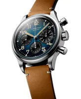 Longines Men's Swiss Automatic Chronograph Avigation BigEye Brown Leather Strap 41mm