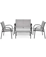 Costway 4 Pcs Patio Furniture Set Sofa Coffee Table Steel Frame Garden Deck