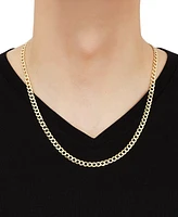 Polished Solid Flat Curb Link 22" Chain Necklace 14k Gold-Plated Sterling Silver & Sterling