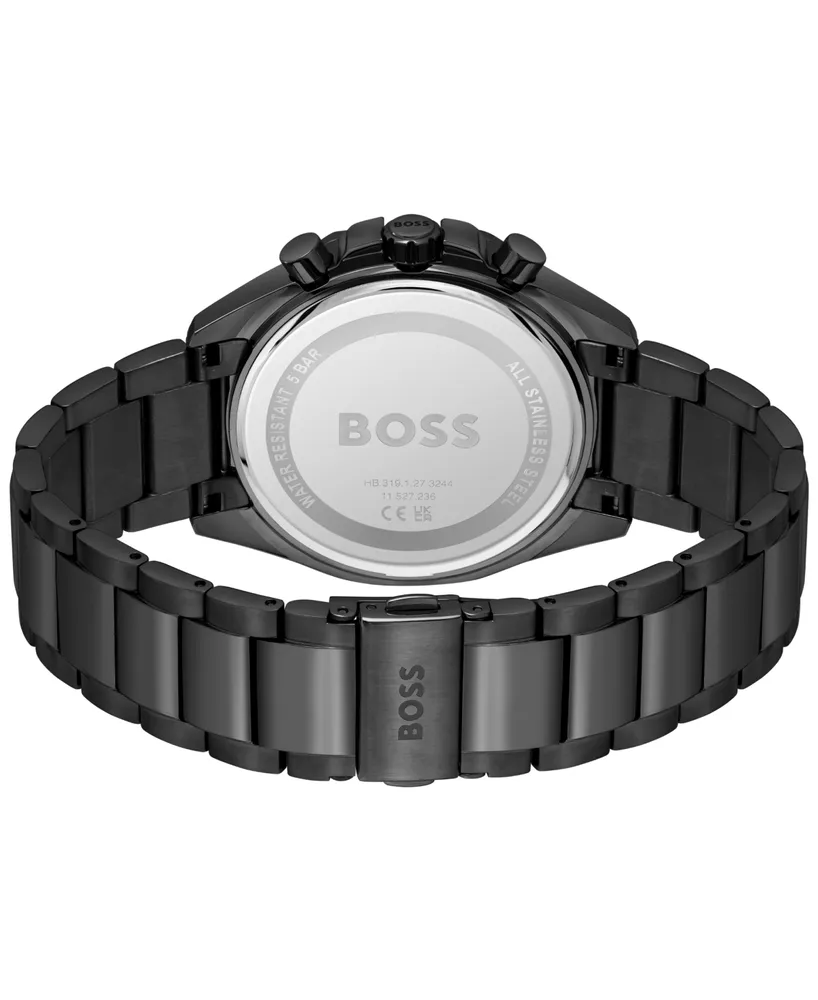 Hugo Boss Men's Cloud Quartz Chronograph Ionic Plated Black Steel Watch 43mm