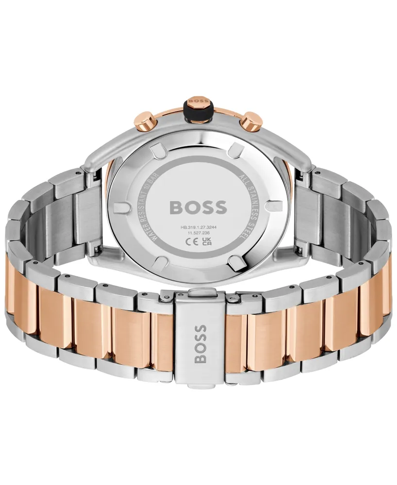 Hugo Boss Men's Center Court Quartz Chronograph Stainless Steeland Ionic Plated Carnation Two-Tone Steel Watch 44mm - Two