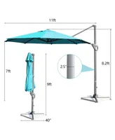 11ft Patio Offset Umbrella Cantilever Rotation Aluminum Tilt Cross Base