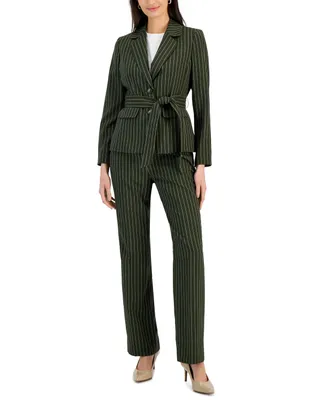 Le Suit Women's Striped Belted Pantsuit, Regular & Petite Sizes