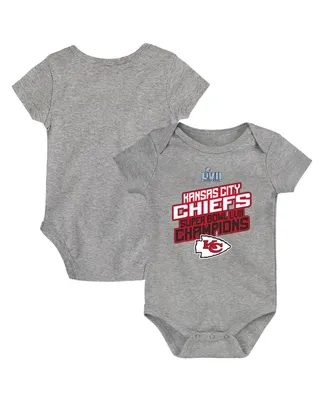 Infant Boys and Girls Heather Gray Kansas City Chiefs Super Bowl Lvii Champions Lockup Bodysuit