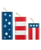 Glitzhome 9.75" H Wooden Patriotic, Americana Firecracker Table Decor