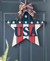 Glitzhome 19.25" L Patriotic, Americana Wooden Star Door Hanger