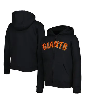 Big Boys Black San Francisco Giants Wordmark Full-Zip Fleece Hoodie