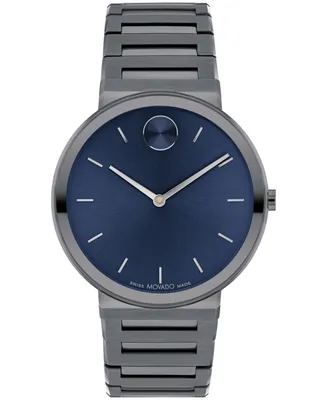 Movado Men's Bold Horizon Swiss Quartz Ionic Plated Gray Steel Watch 40mm