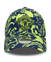 Men's New Era Navy, Yellow Manchester United Allover Print 9FORTY Adjustable Hat