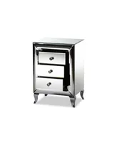 Baxton Studio Pauline Contemporary Glam and Luxe 26" Mdf and Mirrored 3-Drawer Nightstand