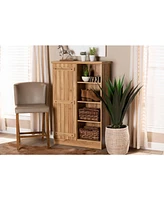 Baxton Studio Eren Modern and Contemporary Farmhouse 48.5" Natural Finished Wood 1-Door Shoe Cabinet