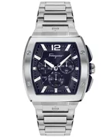 Salvatore Ferragamo Men's Swiss Chronograph F-80 Tonneau Stainless Steel Bracelet Watch 42mm