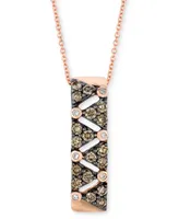 Le Vian Chocolate Diamond (5/8 ct. t.w.) & Vanilla Diamond (1/20 ct. t.w.) Vertical Bar Cluster 18" Pendant Necklace in 14k Rose Gold