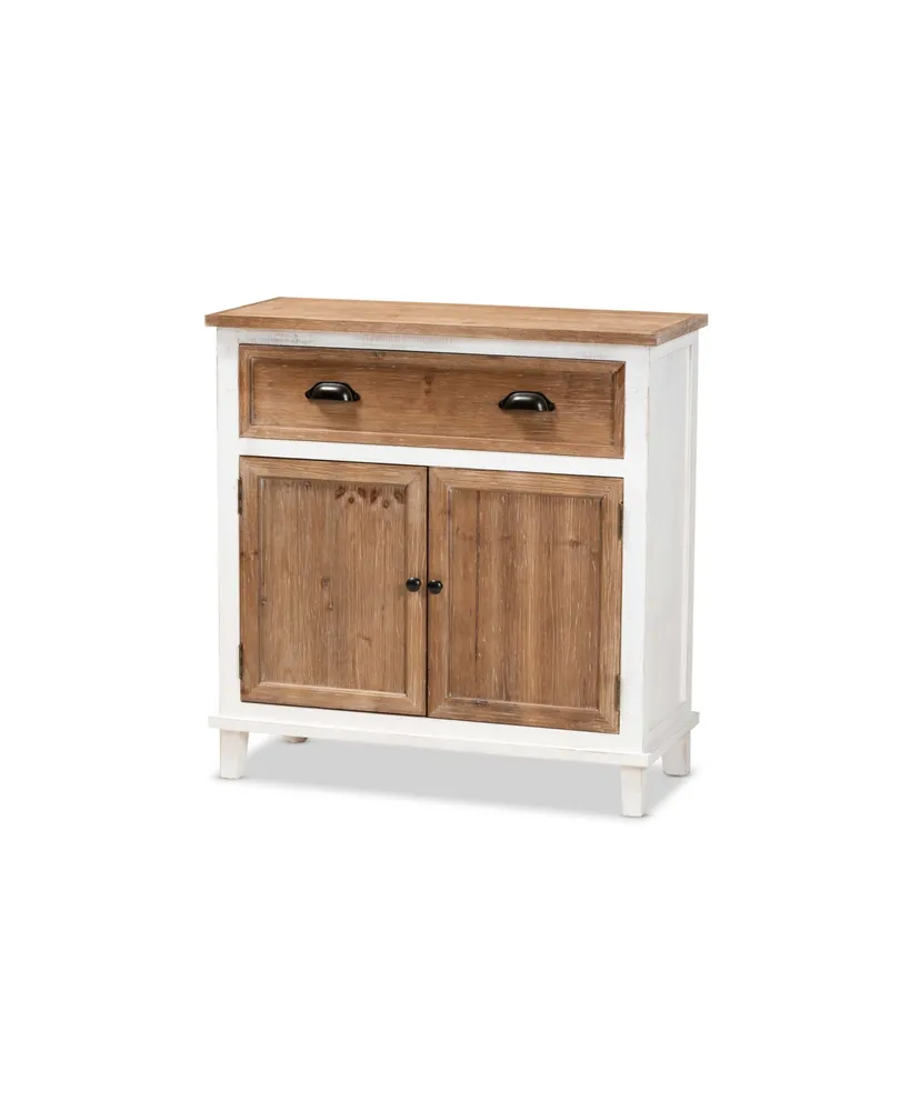 Baxton Studio Glynn Rustic Farmhouse Weathered 31.9" Two-Tone and Finished Wood 2-Door Storage Cabinet