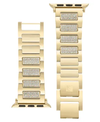 Anne Klein Women's Gold-Tone Alloy and Crystal Center Link Bracelet Compatible with 38/40/41mm Apple Watch - Gold