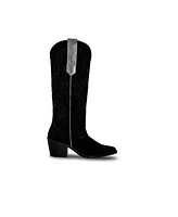 Bala Di Gala Women's Knee-High Black Suede Leather Western Boots Fenix by