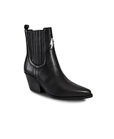 Bala Di Gala Women's Black Premium Leather Ankle Boots Lightning Bolt & Star Lyra By