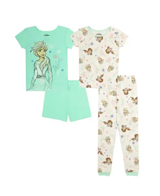 Frozen Little Girls Short Sleeves 2 Pajama Set, 4 Piece