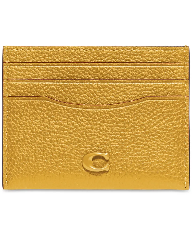 COACH Pebble Leather Flat Card Case