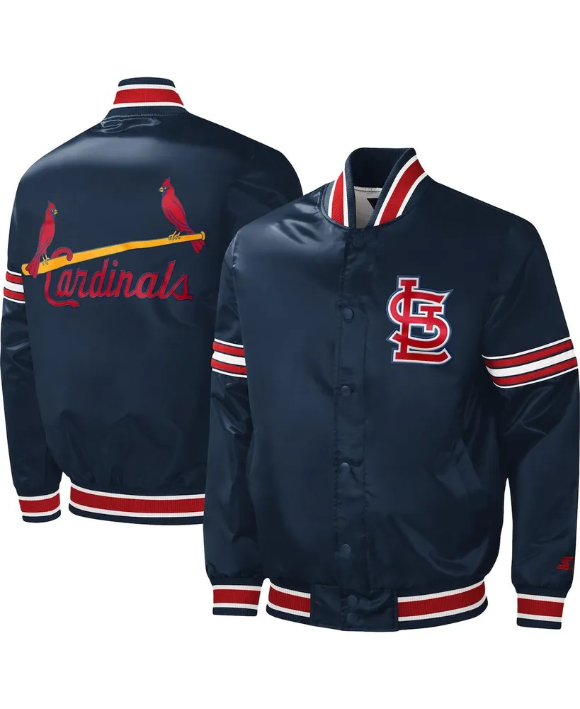 Men's St. Louis Cardinals Starter Navy Slider Satin Full-Snap Varsity Jacket