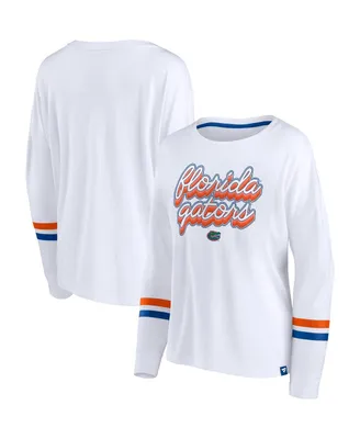 Women's Fanatics White Florida Gators Retro Power Striped Long Sleeve T-shirt