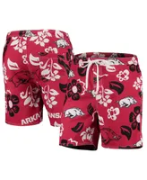 Men's Wes & Willy Cardinal Arkansas Razorbacks Floral Volley Logo Swim Trunks