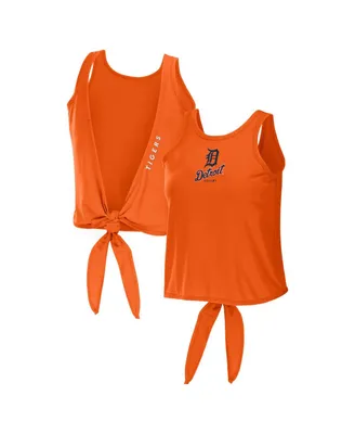 Women's Wear by Erin Andrews Orange Detroit Tigers Open Back Twist Tie Tank Top