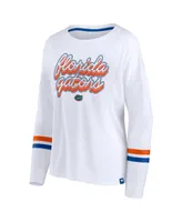 Women's Fanatics White Florida Gators Retro Power Striped Long Sleeve T-shirt