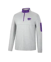 Men's Colosseum Heathered Gray, Purple Kansas State Wildcats Country Club Windshirt Quarter-Zip Jacket