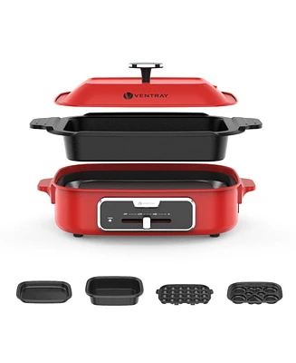 Ventray Classic Indoor Grill Set, Versatile Electric Grill Griddle Skillets Set with 3 Removable Nonstick Plates