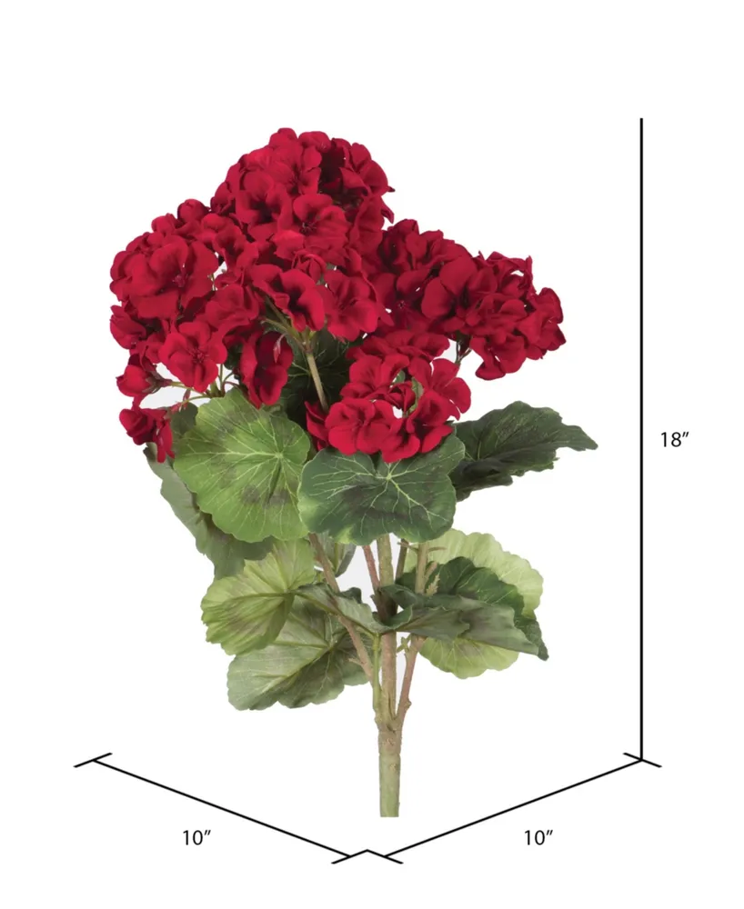 Vickerman 18" Artificial Red Geranium Bush, 4 per Pack