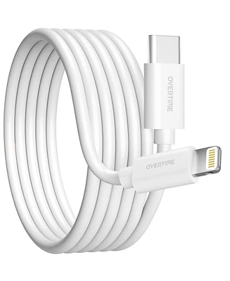 Overtime Apple MFi Certified iPhone 13/12/11 10ft Charging Cable | Usb Type C to Lightning Cable for iPhone - White