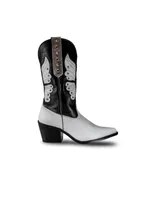 Bala Di Gala Women's Italian Western Black & White Premium Leather Boots Monarch By