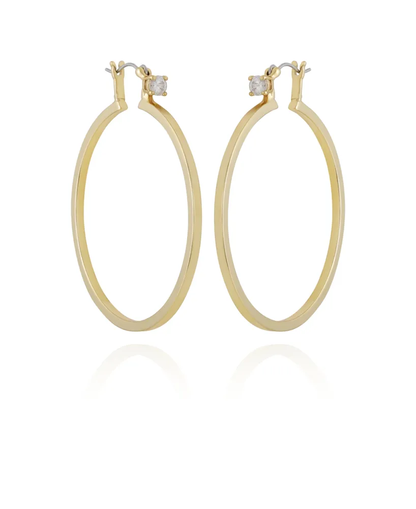 Vince Camuto Gold-Tone Cubic Zirconia Large Hoops Earrings