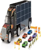 Toy Truck Transport Car Carrier - Includes 6 Toy Cars Accessories