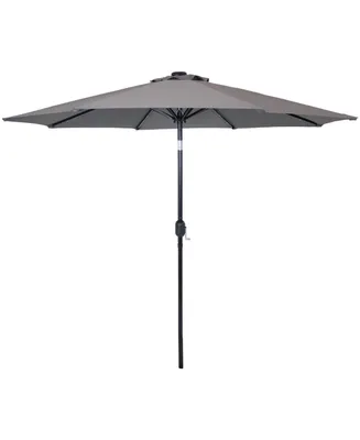 Sunnydaze Decor 9 ft Solar Aluminum Patio Umbrella with Tilt and Crank - Gray