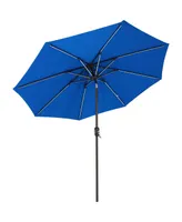 9-Foot Sunbrella Tilting Patio Umbrella with Solar Led Light Bars - Pacific Blue