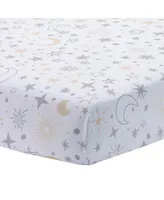 Lambs & Ivy Goodnight Moon 100% Cotton White Fitted Crib Sheet - Moon/Stars