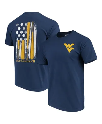 Men's Navy West Virginia Mountaineers Baseball Flag Comfort Colors T-shirt