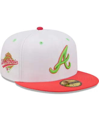 Men's New Era White and Coral Atlanta Braves 1995 World Series Strawberry Lolli 59FIFTY Fitted Hat