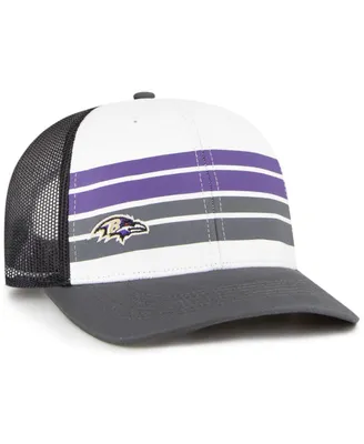 Big Boys and Girls '47 Brand White, Charcoal Baltimore Ravens Cove Trucker Snapback Hat