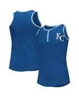 Big Girls New Era Royal Kansas City Royals Henley Tank Top